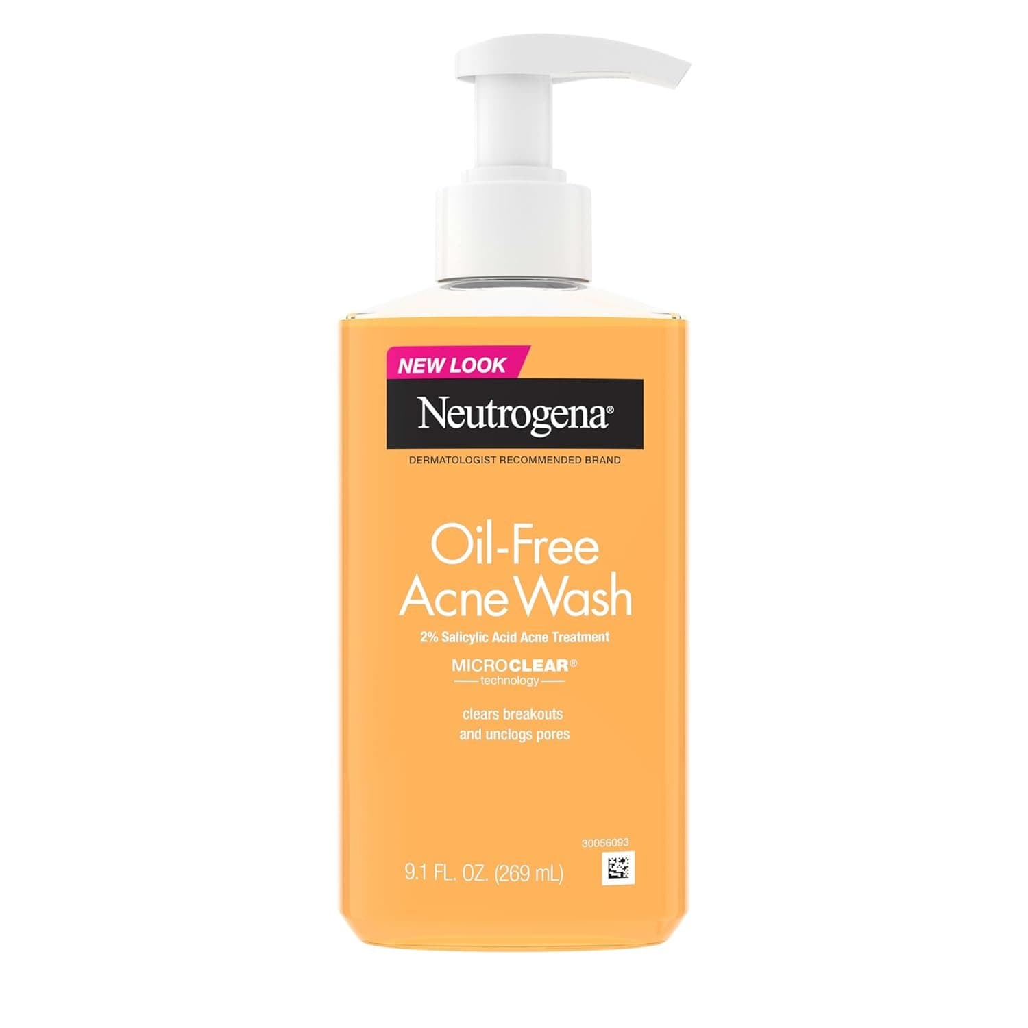 Neutrogena oil-free acne face wash for oily, breakout-prone skin with 2% salicylic acid, front bottle photo, available in Ethiopia. 